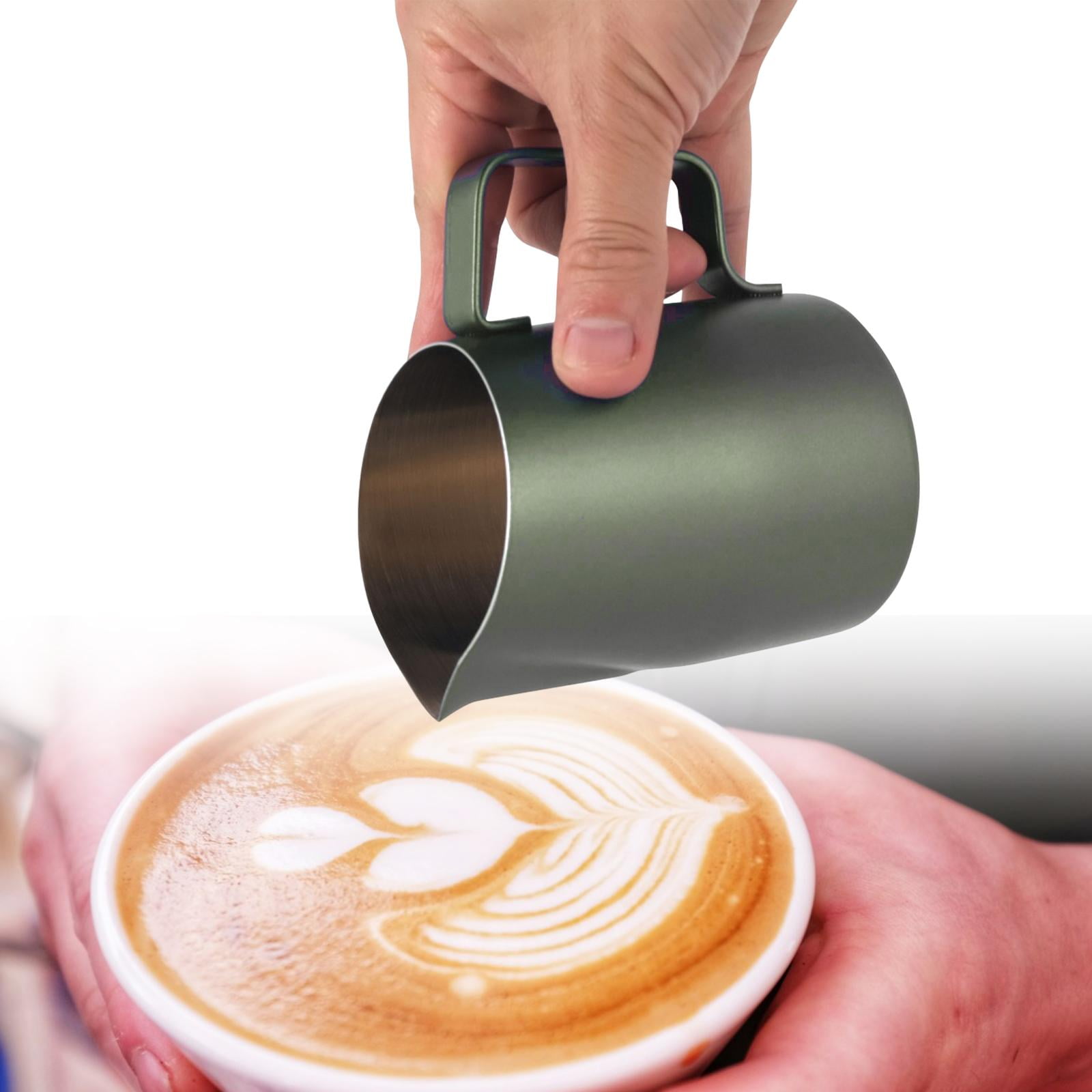 Fiocias 450/600 ml Milk Frothing Pitcher, Oblique Mouth Easy Clean Milk Frothing Jug for Green 450ML