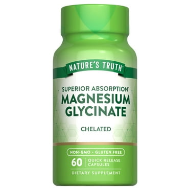 Nature's Truth Chelated Superior Absorption Magnesium Glycinate 60 Quick Release Capsules