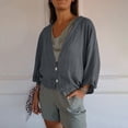 thumbnail image 2 of ibuvkizy Womens Lightweight Summer Cardigan Womens 3/4 Sleeve Cardigan Womens Summer Fall Tie Dyed Print Cardigan Long Sleeve Loose Cover Up Casual Blouse Tops Dark Gray M, 2 of 8