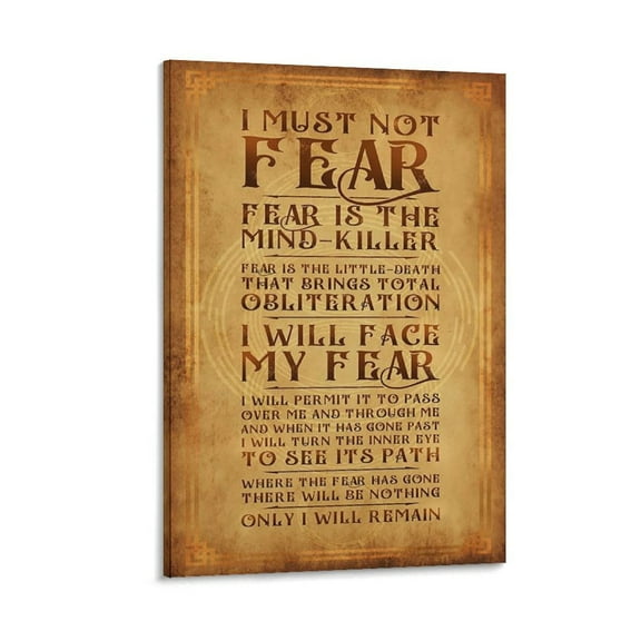 The Litany Against Fear Poster Frank Herbert Quote Canvas Art Poster and Wall Art Picture Print Modern Family bedroom Decor Posters 12x18inch(30x45cm)