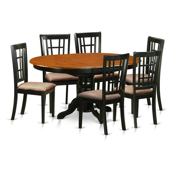 Avon 7 Piece Oval Pedestal Dining Table Set with Nicoli Chairs