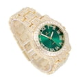thumbnail image 6 of Charles Raymond Blinged Out Gold Round Luxury Mens Hip Hop Wristwatch w/Iceded Out Cuban Bracelet -(L0504RNB Cuban Gold Money Green, 6 of 10