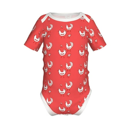 

Junzan Cartoon Rooster Print Short-Sleeve Baby Climbing Clothes Bodysuits for Infant One-Piece for Baby Boys & Girls Baby Clothes Baby Romper with Snap Closure-12 Months