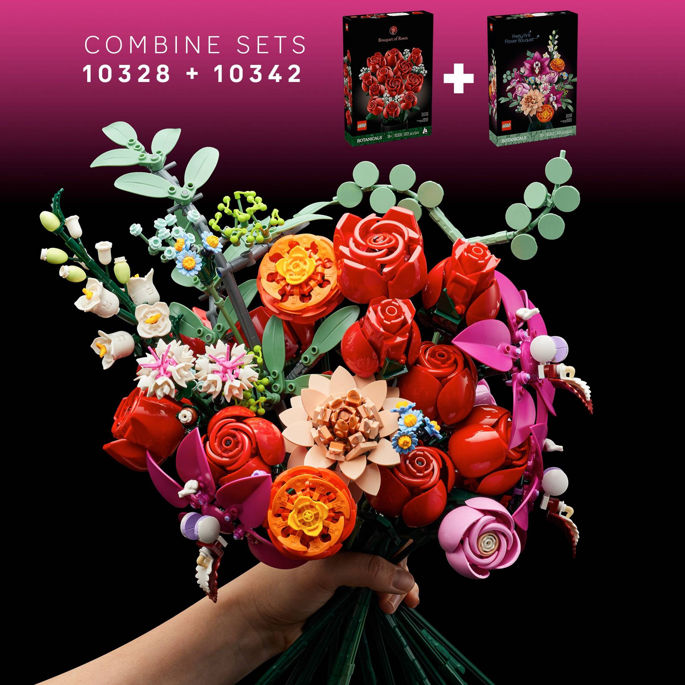 LEGO Botanicals Ramo de Flores Rosas Pretty Pink Set de Construcción para Adultos - Flores Artificiales para Decoración del Hogar o Mesa - Regalo de Cumpleaños - 10342 8
