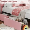 thumbnail image 4 of Bed Frame with 2 Flexible Drawers and Bookcase Headboard, Boucle Upholstered Platform Bed for Girls, Noise-Free, Easy Assembly, No Box Spring Needed, 4 of 7