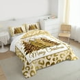 thumbnail image 3 of Homewish Merry Christmas Tree 2pcs Bedding Comforter Set for Teens Boys Girls,Leopard Print Twin Comforter Sets,Bling Golden Glitter Breathable Bedding Set,Lightweight Room Decor, 3 of 8