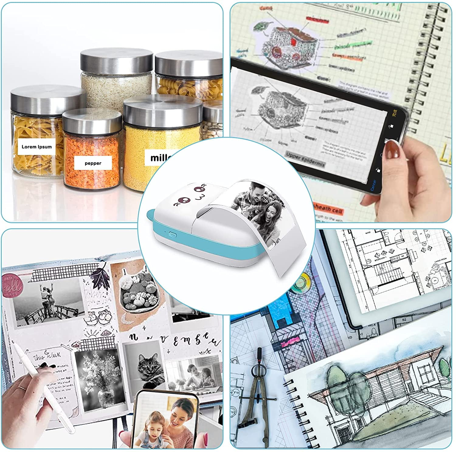 Mini Pocket Printer,Portable Printer for Sticker,Label,Text Memo,Receipt,Photo, Inkless Printing,Gifts for Kids,Wireless Bluetooth Printer Compatible with iOS and Android