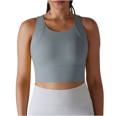 Mittory Sports Bras for Women Padded High Support Longline Seamless Workout Tank Top Yoga Bra Workout Exercise Sport Bra
