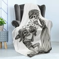 thumbnail image 4 of Day of the Dead Soft Flannel Fleece Throw Blanket, Mariage Proposal Till Life Do Us Apart Dead Day Art Print, Cozy Plush for Indoor and Outdoor Use, 60" x 80", Dimgrey and White, by Ambesonne, 4 of 5