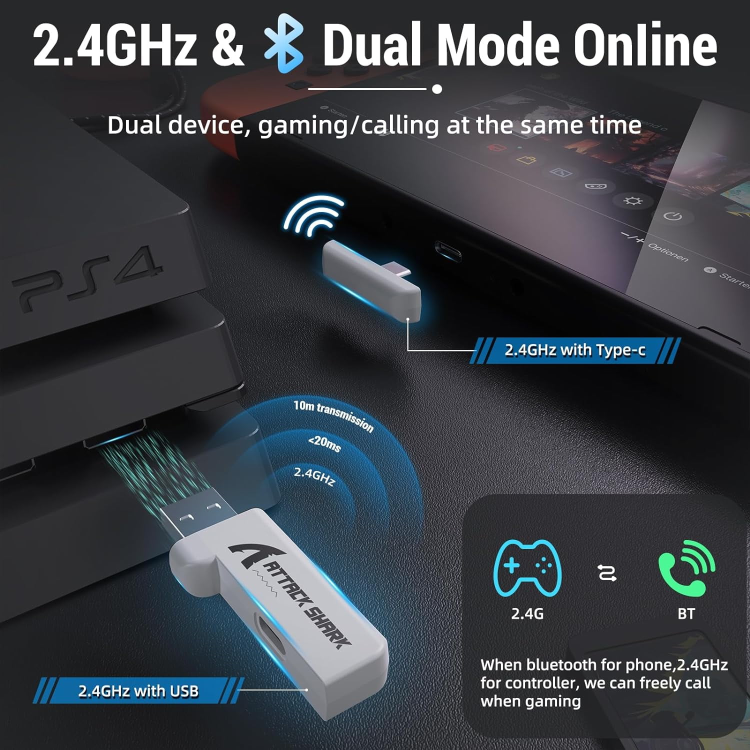 ATTACK SHARK L80 Ultra-Light Tri-Mode Gaming Headset Lightweight Wireless Gaming Headset for PC/PS4/PS5/Switch/Xbox