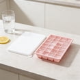 thumbnail image 2 of 15 Cavity Silicone Freezer Tray with Lid, 1 Tbsp Portion Mold for Herbs Purees Sauces and Food Storage(Slim Pink,17x11.5cm), 2 of 3
