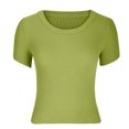 thumbnail image 4 of Blusa superior sexy de manga corta sólida con cuello redondo de verano para mujer con estilo OAVQHLG3B Store lin121212, 4 of 5