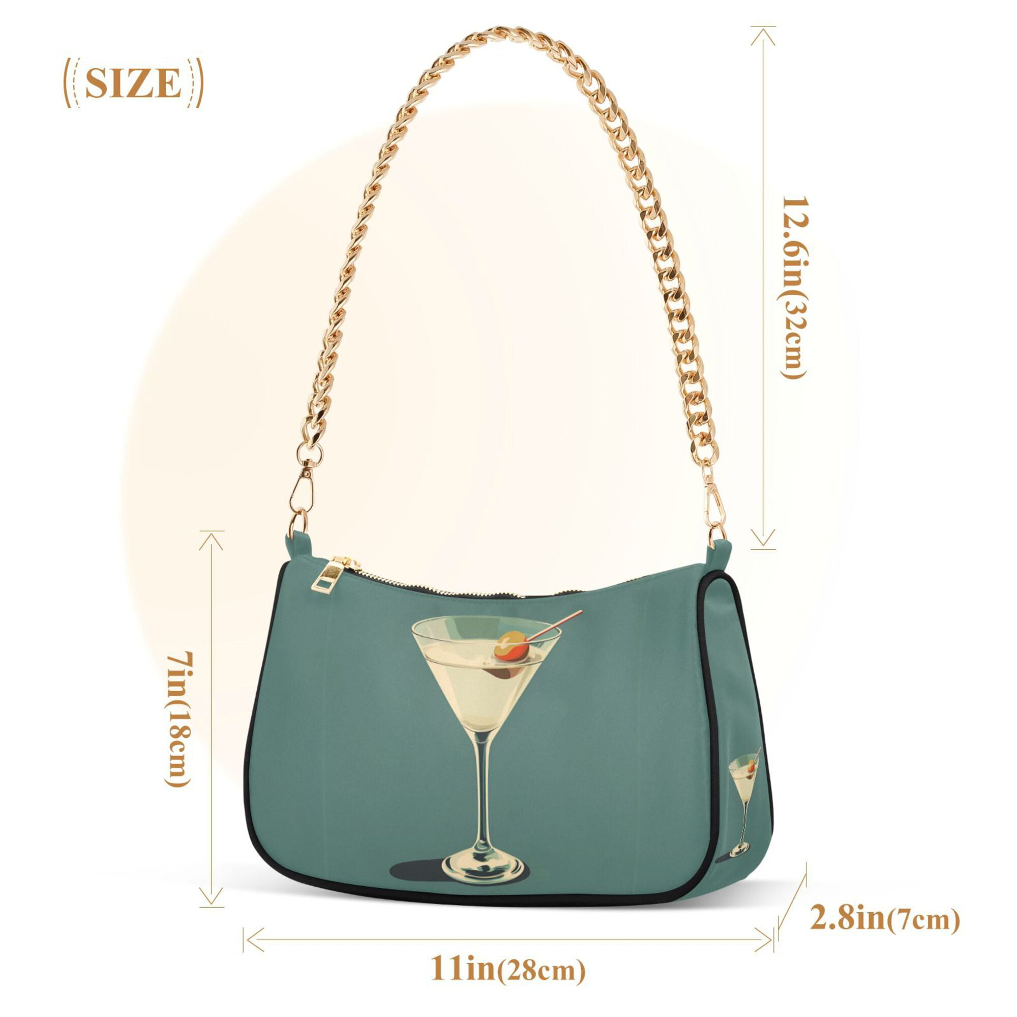 FORMRS Womens Shoulder Bag with Chain Strap Clutch Purse Cute Tote Handbag, Beige Martini