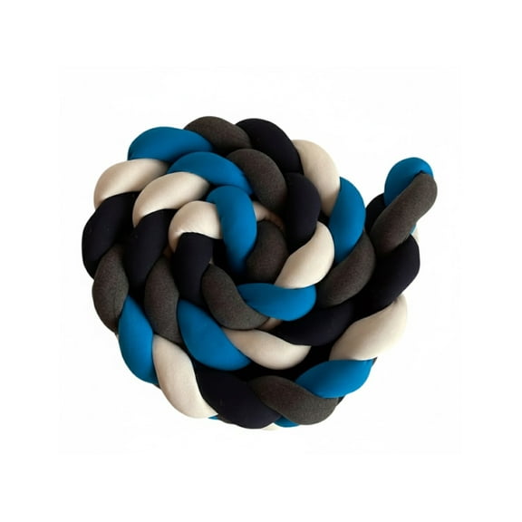 Protector Trenza Cuna Cama 4 Tubos 4 Mts Azul Bebé Esquinas Liso Multicolor