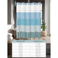 thumbnail image 6 of No Hook Cloth Fabric Shower Curtain with Snap in Liner, Colorful Stripe Waterproof Shower Curtains Set with See Through Top Window, Modern Teal Blue Green Vertical Striped Bath Curtains 66"x72", 6 of 6