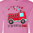 thumbnail image 4 of Inktastic Set My Heart on Fire Valentine Fire Truck with Hearts Long Sleeve T-Shirt, 4 of 5