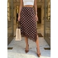 thumbnail image 5 of LMLYSoH Women Skirt Elastic Waist Lace Patchwork Irregular Hem Side Slit Casual Going Out Skirts, 5 of 9