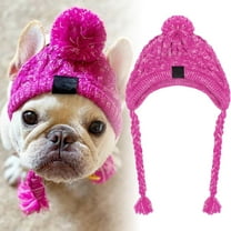 Warm Knitted Dog Hat Winter Soft Yarn Pet Cap With Elegant Tassels And Secure Ear Holes For Small Breeds