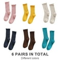 thumbnail image 2 of Women's socks, ruffled hem Casual ankle socks Breathable and cool knit cotton round neck fringed socks 6 pairs - type:set2;, 2 of 5