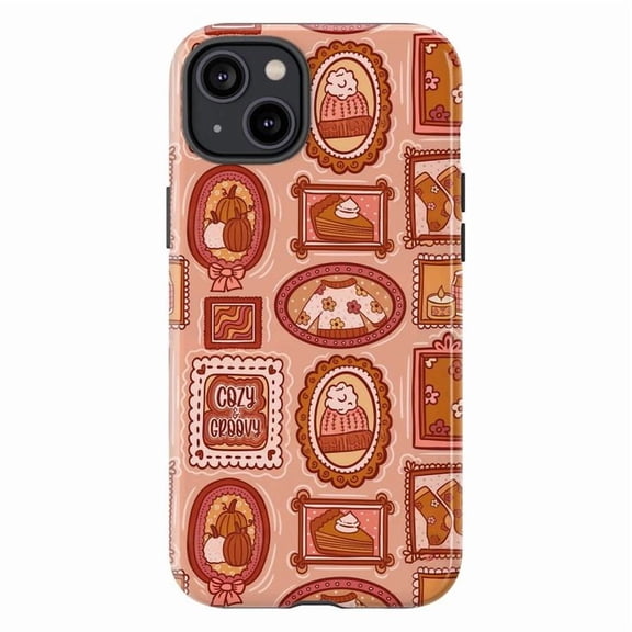 Cozy Groovy Fall Aesthetic Phone Case, Retro Autumn iPhone Cover, Cute Artistic Protective Case for iPhone 16 15 14 13 12 11 Plus Pro Max Mini