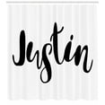 thumbnail image 3 of Ambesonne Justin Shower Curtain, Modern Popular Male Name, 69"Wx84"L, Black and White, 3 of 3