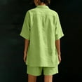 thumbnail image 6 of Womens Plus Size Cotton Linen Shorts Sets Summer Outfits with Button, Oversized Tops and Bermuda Shorts 2 Piece Matching Lounge Sets Tracksuits, Travel Vacation Going Out Suits 2026 Green L, 6 of 8
