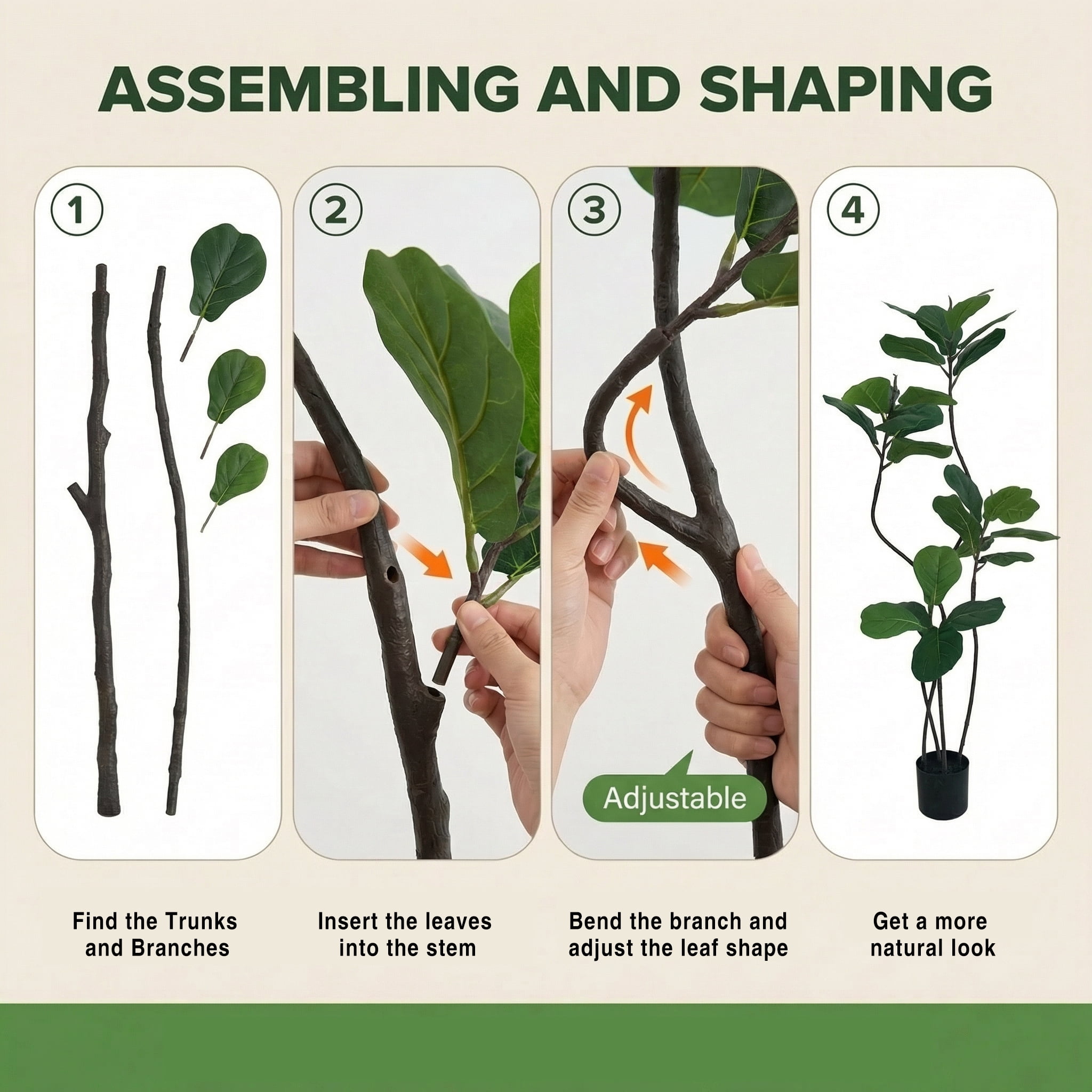 Easy4Home 4.6FT Artificial Plant Fake Ficus Tree Potted Indoor Faux Floor Plant for Home Office Decor