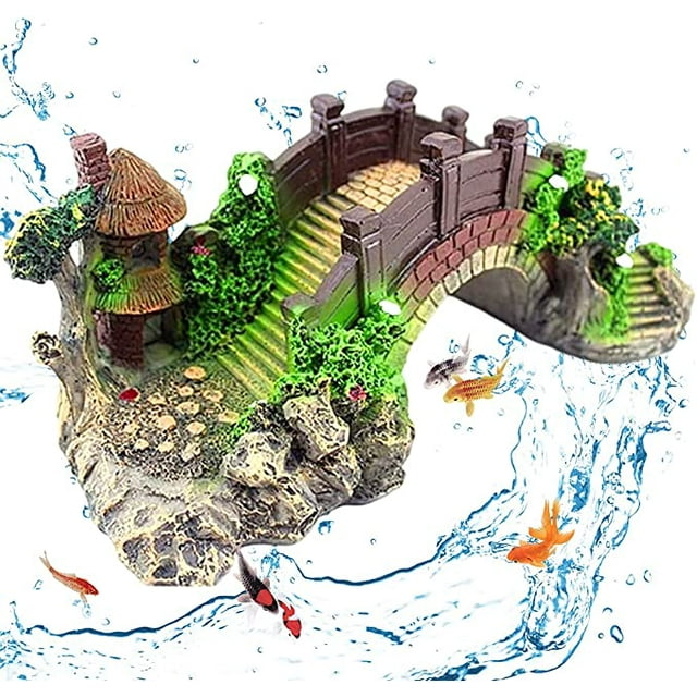 Decoración de acuario, puente de resina, pecera, decoración de paisaje, adorno de acuario, puente de resina, pecera, decoración de paisaje para peces, camarones, acuario, patio, estanque de peces JAMW Sencillez