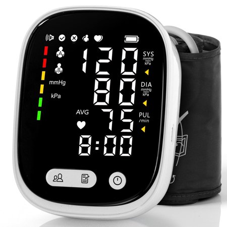 Automatic Rechargeable Blood Pressure Monitor Upper Arm, Digital BP Machine Voice Broadcast, Adjustable Large Cuff, 2 x 120 Sets Memory BP Monitor for Home Use