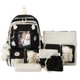 thumbnail image 1 of 5 unids/set mochila de mujer mochilas de viaje de nailon con alfileres colgantes de felpa (negro) Tmvgtek Para Estrenar, 1 of 1