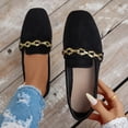 thumbnail image 3 of Rokment Womens Dressy Shoes 2026 Stylish Casual Metallic Chain Suede Low Heels Business Office Work Formal Flat Comfortable Walking Slip on Loafers Fall Black Size 6, 3 of 6
