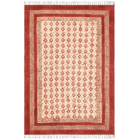 Casavani Living Room Mat Geometric Garden Rug,Red 2x3 feet