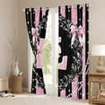 thumbnail image 3 of Homewish Bowknot Monogrammed L Curtains Pack of 2 (42x84 Each) for Girls, Vintage Bohemian Flower Curtains Blackout, Black Pink Fashion Bedroom Curtains, Blackout Curtains Bedroom Decor, 3 of 6