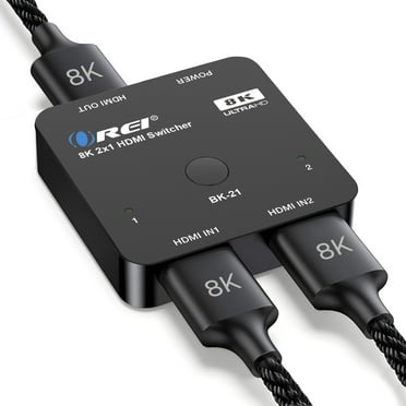 OREI 2 in 1 out 8K HDMI Switch with Audio Extraction, EDID management, HDR10  & Dolby Vision (BK-21)