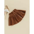 thumbnail image 3 of Qmyliery Toddler Baby Girl Mini Skirt,Chic Elastic Waist Solid Color Faux Leather Pleated Skirt, 3 of 8