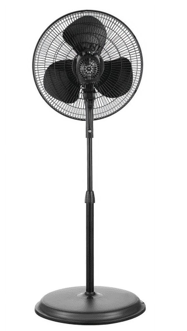Pelonis 16-Inch Adjustable Pedestal Fan, 3-Speed Oscillating, Black, FS40-19MB