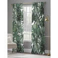 thumbnail image 5 of Green Palm Leaves Semi Sheer Curtains 84 Inch Length 2 Panels Set, Summer Tropical Leaf Vintage Sheer Kitchen Curtain Privacy Voile Window Curtain for Living Room Bedroom Rod Pocket Drapes, 5 of 7