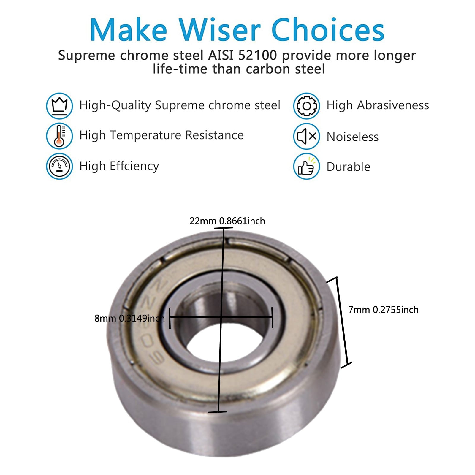 608-ZZ Bearing 8x22x7 Shielded Metal Skateboard 608ZZ 10PCS Lf2003