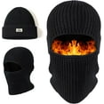 thumbnail image 2 of TAGVO 2 Pack Balaclava Face Mask, One Cap for Two Purposes, Thermal Knitted Beanie Hat Motorcycle full Face Mask Hood Hat Neck Warmer for Men Women, Outdoor Windproof Balaclava Cap, Black&Grey, 2 of 10