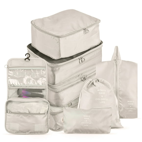 Riwcyla Storage Bags 8PCS Set Travel Organizer Suitcase Packing Set Storage Cases Portable Luggage Organizer Clothes Shoe Tidy Pouch Bag