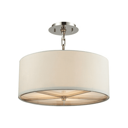 

Pendants 3 Light With Polished Nickel Finish White Fabric Medium Base 17 inches 180 Watts - World of Lamp