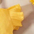 thumbnail image 4 of HCNTES Toddler Baby Girls Daily Loungewear Wear Breathable Short Sleeve Romper Matching Elastic Bottoms Children Kids Girls Summer 2PCS Outfits Set(Yellow,6-9 Years), 4 of 9