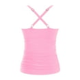 thumbnail image 6 of Wamejoo Women Underwire Tankini Top Only Twist V Neck Swimsuits for Big Busted Ruched Tummy Control Bathing Suits Top（Pink, S), 6 of 9