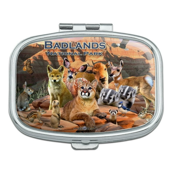 Badlands National Park South Dakota SD Animals Cougar Coyote Rectangle Pill Case Trinket Gift Box