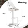 thumbnail image 6 of Demi Bonn Bar Stools Set of 2, Enlarged PU Leather Seat with Footrest, Waterproof 360° Swivel Barstools, White, 6 of 6