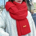thumbnail image 2 of UJNDER Winter Scarf for Women Hand Knitted Soft Warm Oversized Wrap Solid Color Fashion Shawl Red One Size, 2 of 4