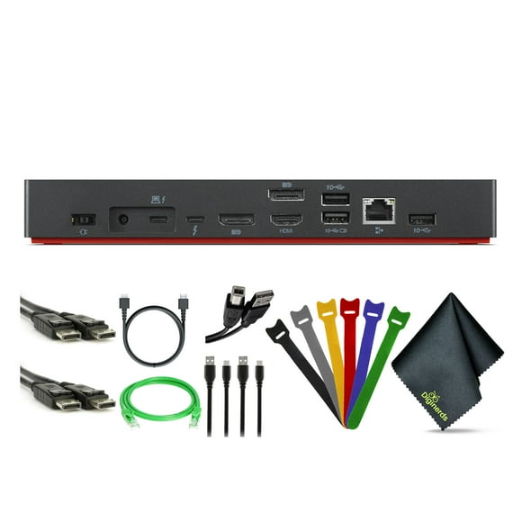 Lenovo ThinkPad Docking Station Thunderbolt 4 Dock 40B00135US- Universal Laptop Dock Stations Bundle with USB Type A to USB Type C + HDMI Cable + DisplayPort and Ethernet Cable + More Accessories