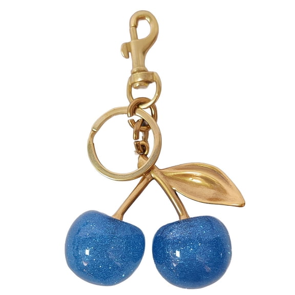 DESIGNICE Blue Cherry Bag Charm, Unique Keychain Purse Accessory