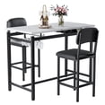 thumbnail image 6 of UHOMEPRO 3 Piece Dining Table Set, Kitchen Table with Faux Marble Tabletop and 2 Upholstered Chairs for Small Spaces Kitchen, Modern Rectangle Kitchen Table Set Dining Set with Storage Shelves, Black, 6 of 8
