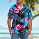 thumbnail image 1 of Blusa y camisa de manga corta con cuello vuelto, moda para mujer, informal, de manga corta, con cuello vuelto, con botones y estampado, blusa para hombre, 1 of 7